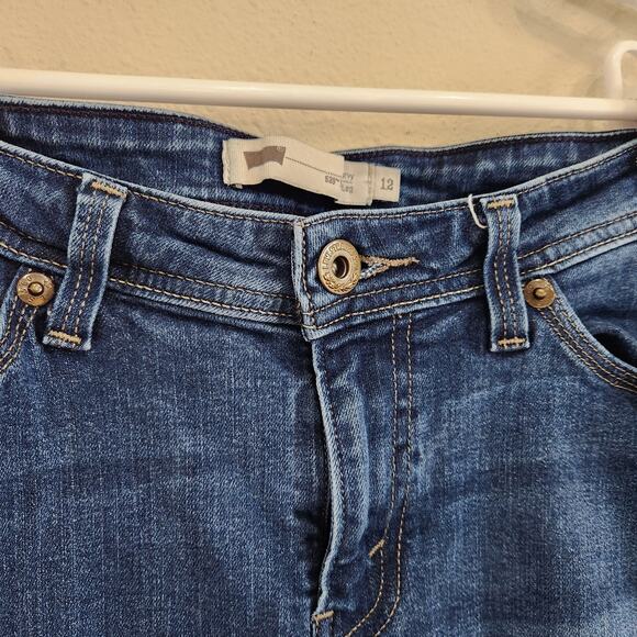 Levi Strauss Curvy #529 Skinny Leg Jeans Dark Blue Denim Mid Rise Size 12 - Picture 7 of 11